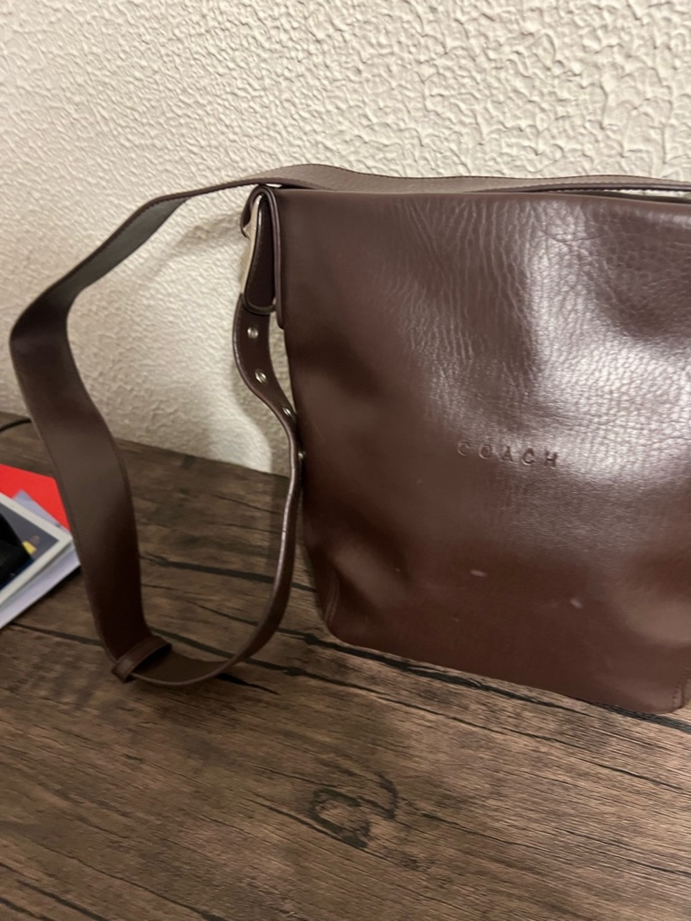 Coach Men's Dark Brown Leather Bucket Crossbody - Picture 3 of 9